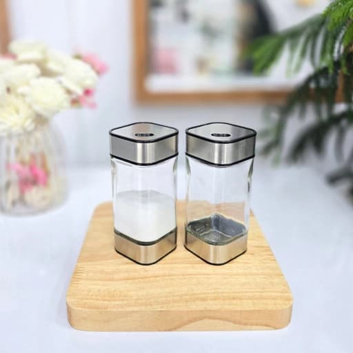نمک پاش شیشه ای دو سر استیل