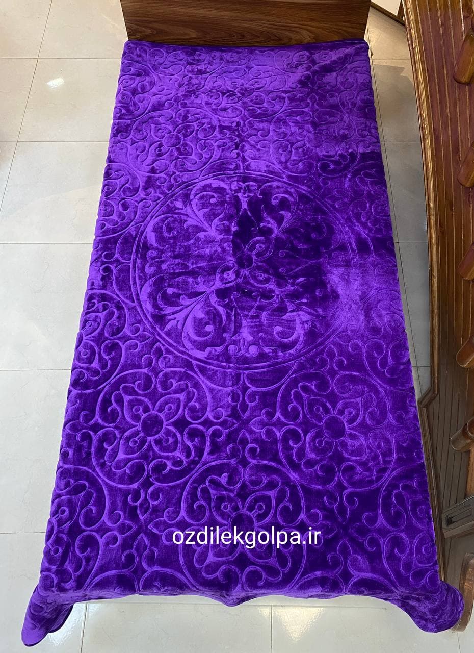 پتو برند گلبافت مدل الوان یکنفره سایز 220*160 رنگ بنفش کد 92-600 — تصویر ۲