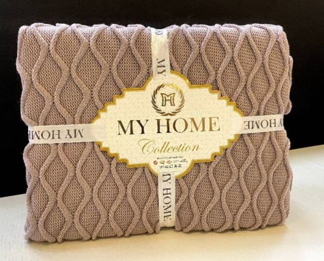 شال تخت بافت برند MY HOME رنگ بادمجانی روشن