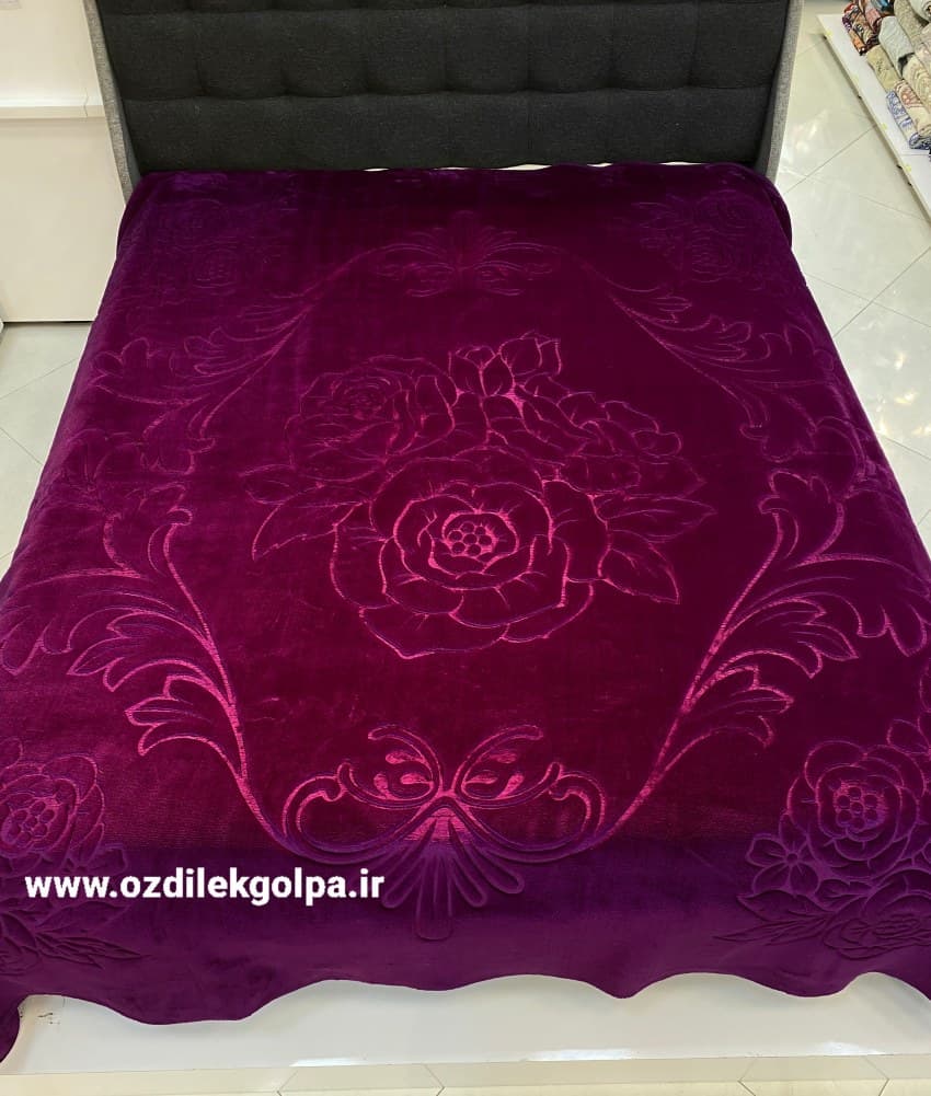 پتو برند گلبافت مدل الوان دونفره سایز 220*240 رنگ بنفش تیره کد 91-350
