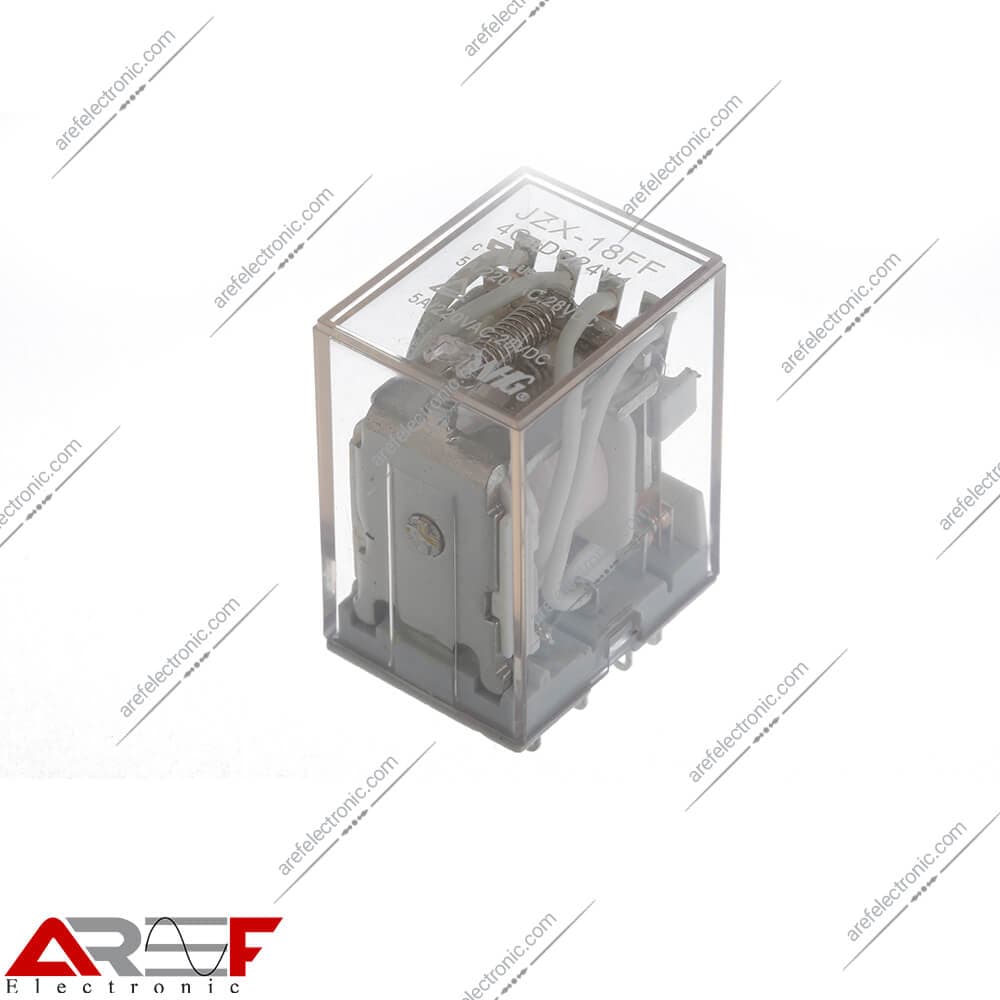 رله NHG مدل JZX-18FF 4CaDC24V1 دارای 24 ولت 5 آمپر 14 پین