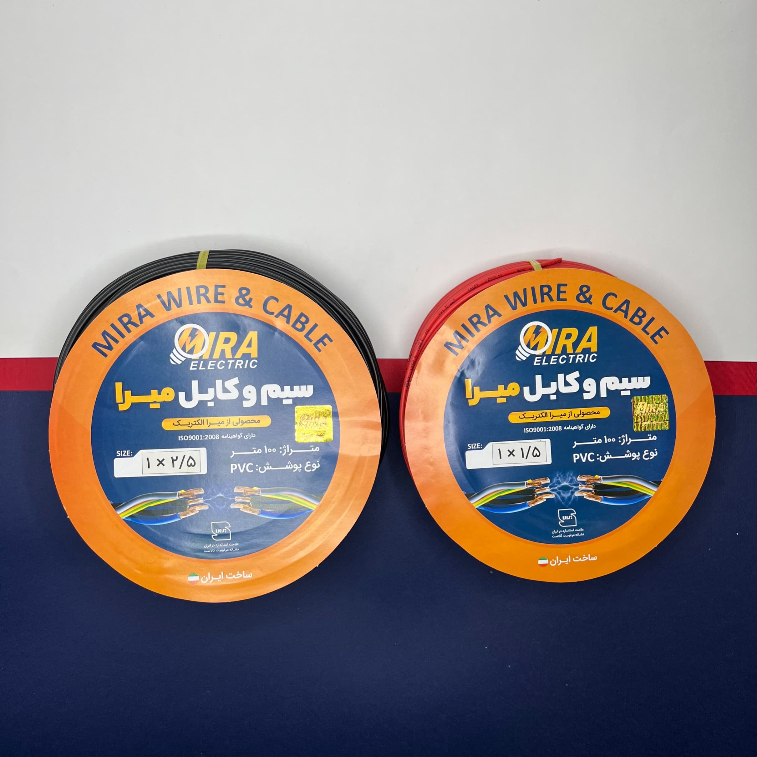 سیم برق افشان 1 در 1.5 و 1 در 2.5 میرا رنگ قرمز و مشکی بسته دو عددی