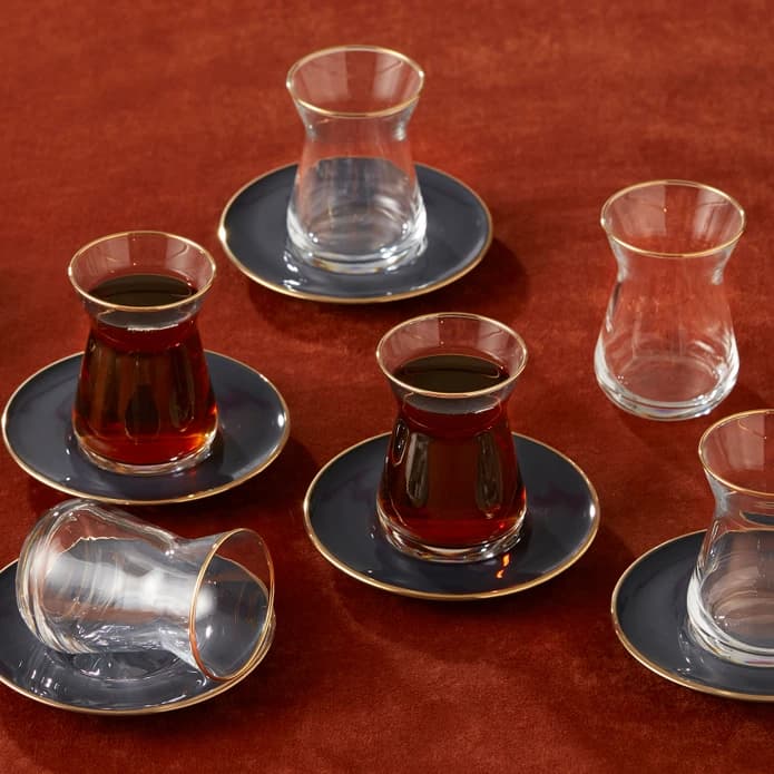 سرویس چای خوری ۶ نفره طوسی رترو کاراجا 153.03.06.1589 — تصویر ۳