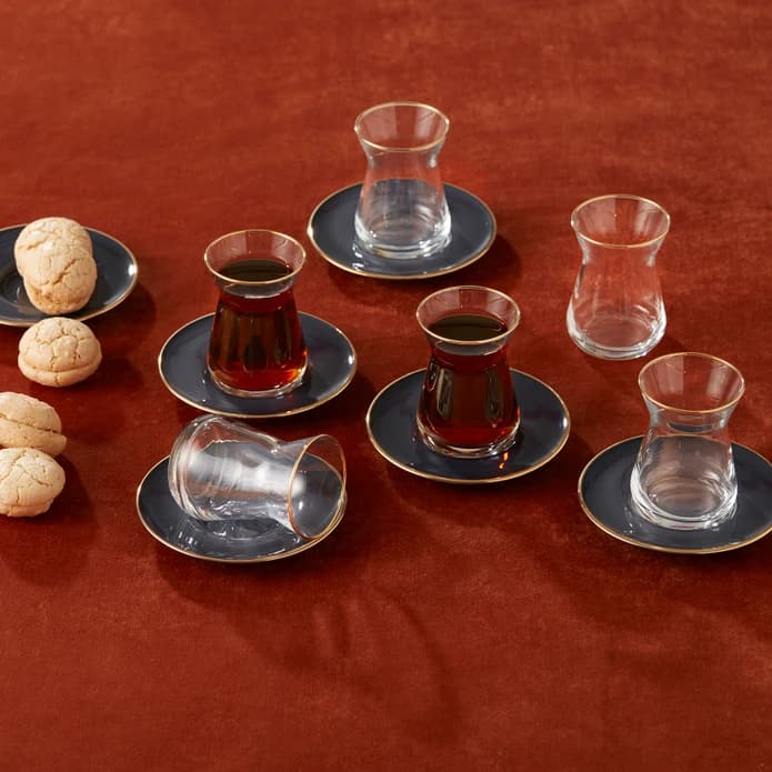 سرویس چای خوری ۶ نفره طوسی رترو کاراجا 153.03.06.1589 — تصویر ۲