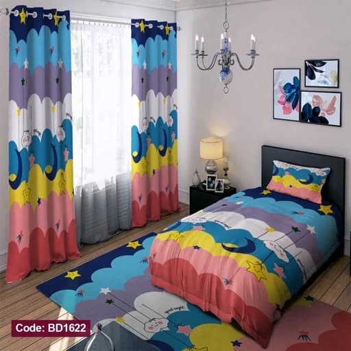 ست کامل ژورنالی رو تختی چاپی دخترانه رنگی کد bd1622 (پس کرایه) — تصویر ۲