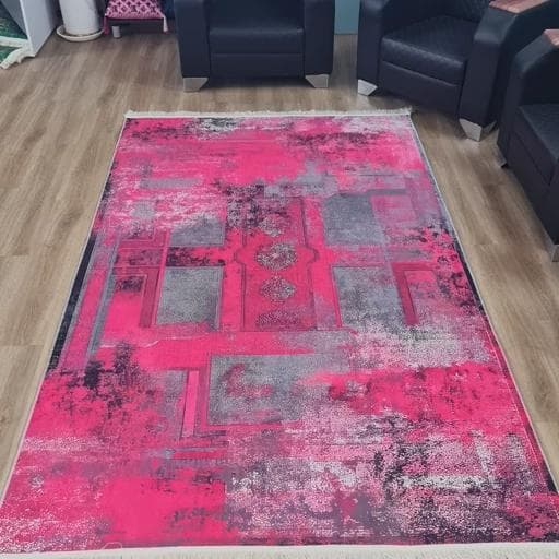 فرش چاپی مخمل هازان ترک طرح سرخ آبی طوسی U128(پس کرایه) — تصویر ۲