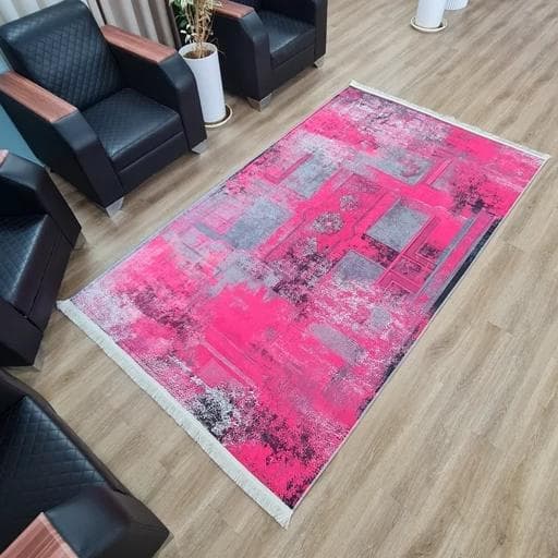 فرش چاپی مخمل هازان ترک طرح سرخ آبی طوسی U128(پس کرایه)