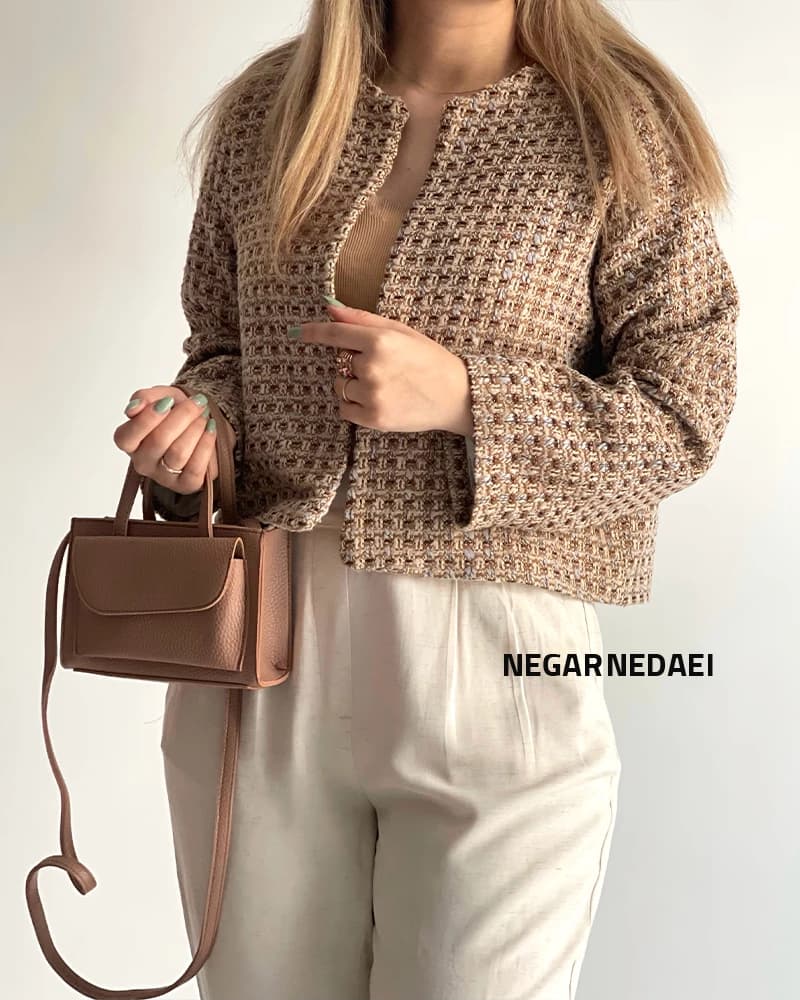 کراپ کت پشمی caramel — تصویر ۵