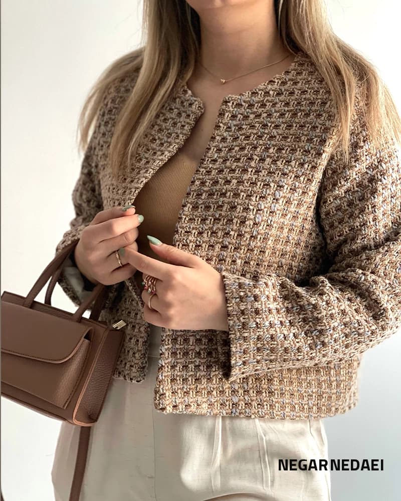 کراپ کت پشمی caramel — تصویر ۳