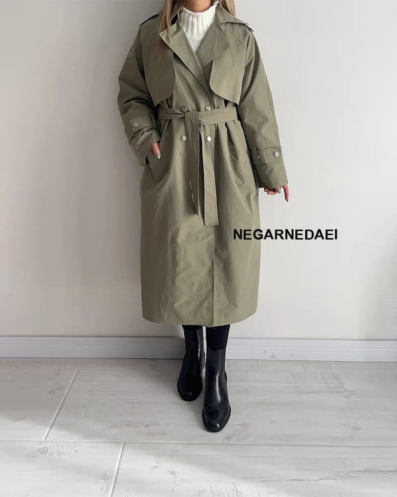 ترنچ کت WET قد بلند ( سبز ) — تصویر ۳