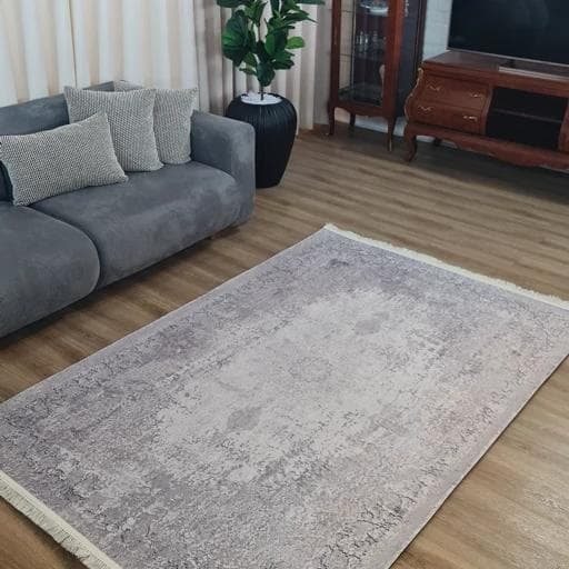 فرش چاپی فرشینه برند حسن نیا مخمل هازان طرح طوسی سنگی L171(پس کرایه)