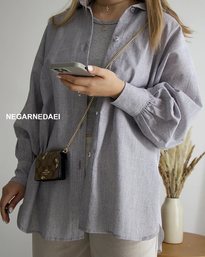 شومیز لینن طوسی — تصویر ۳