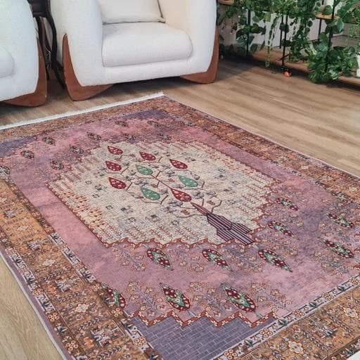 فرش چاپی فرشینه برند حسن نیا مخمل هازان طرح شمعدانی L305(پس کرایه) — تصویر ۵