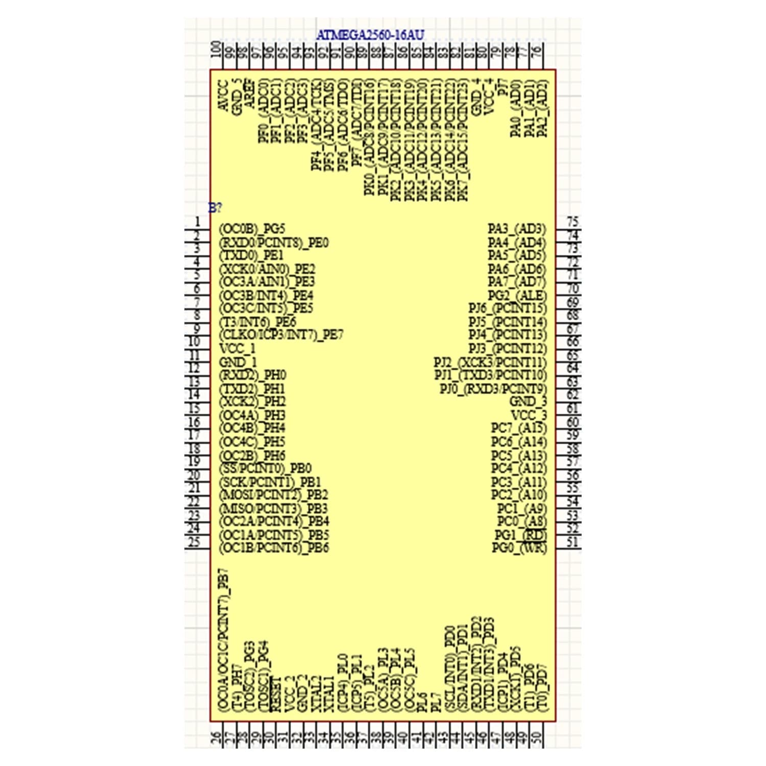 میکروکنترلر ATMEGA2560-16AU (پکیج SMD) — تصویر ۳