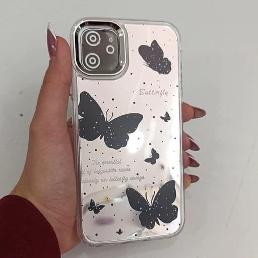 گارد گوشی Iphone 11 طرح آیینه ای فانتزی مدل پروانه رنگ مشکی آیفون 11 نرمال قاب و کاور