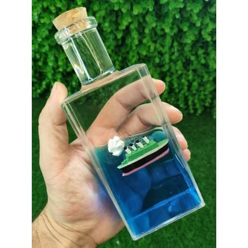 کشتی آکواریومی بطری تایتانیک سایز بزرگ معلق روغنی — تصویر ۳