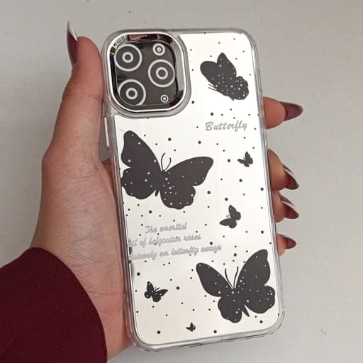 گارد گوشی Iphone 11 pro max طرح آیینه ای فانتزی مدل پروانه رنگ مشکی آیفون 11 پرومکس قاب و کاور