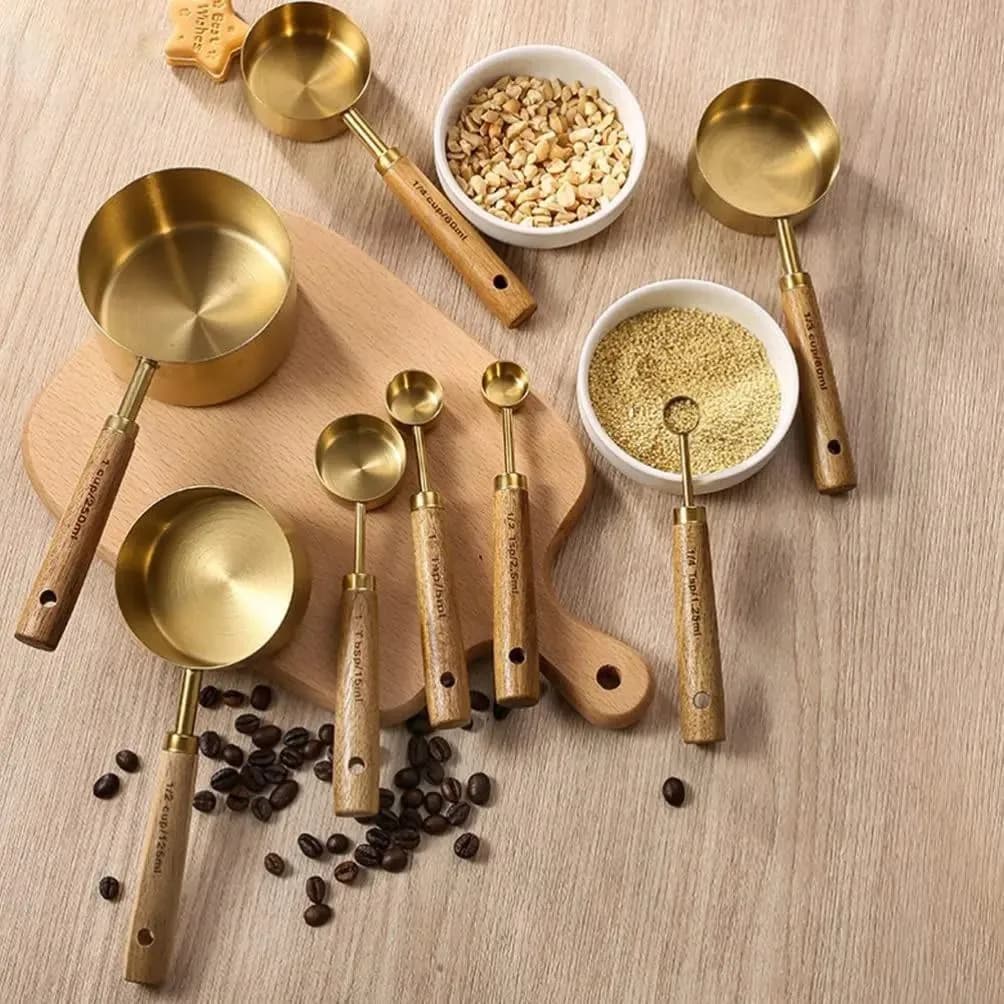 پیمانه ۴ عددی دسته چوبی