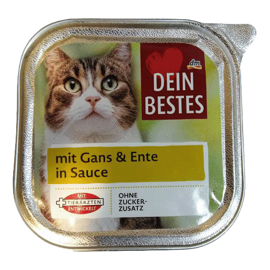 غذای کاسه‌ای گربه دین بستس با طعم اردک و غاز در سس- Dein Bestes Cat wet food goose duck
