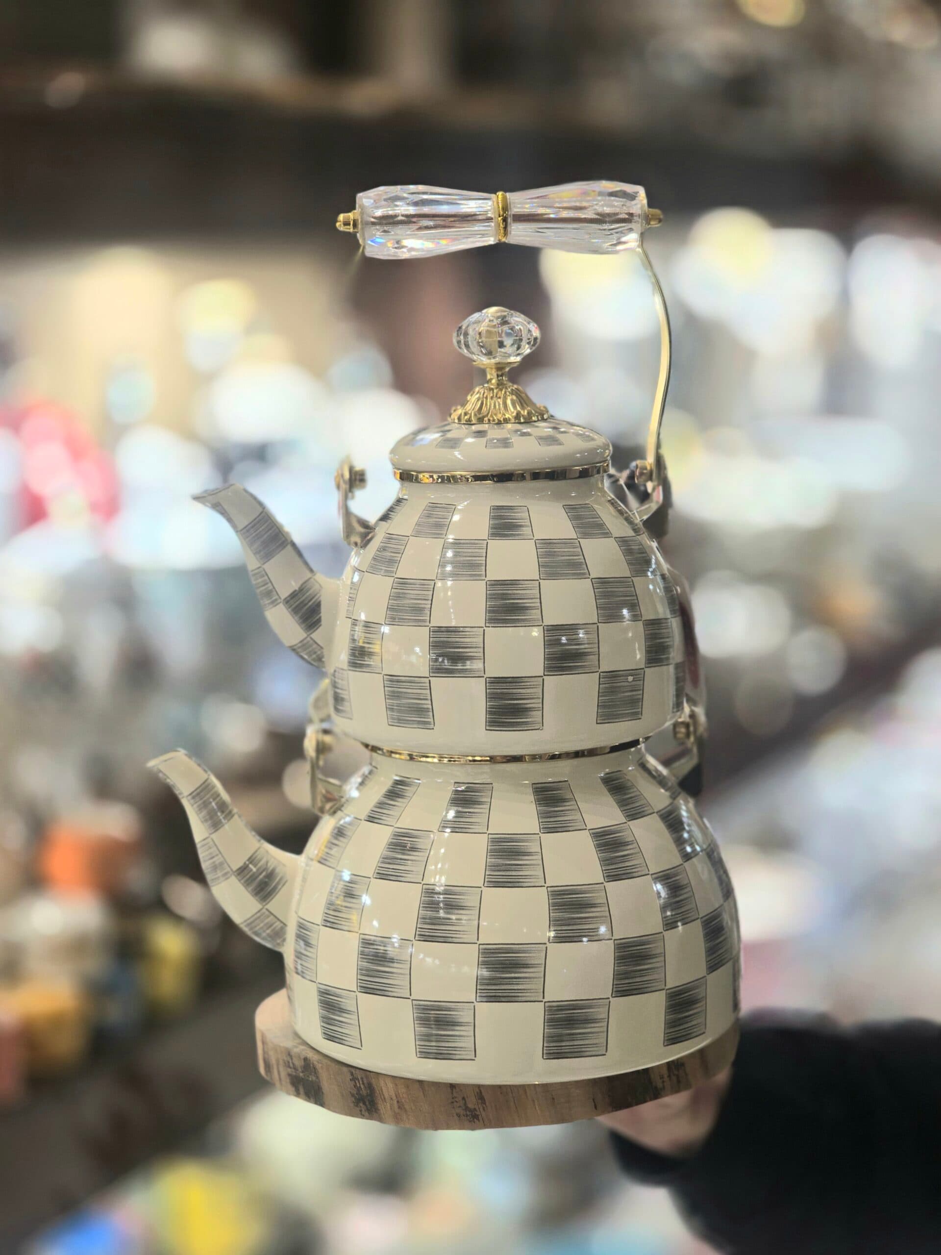 کتری قوری لعابی دسته کریستالی کد ۱۱۰۴ — تصویر ۷