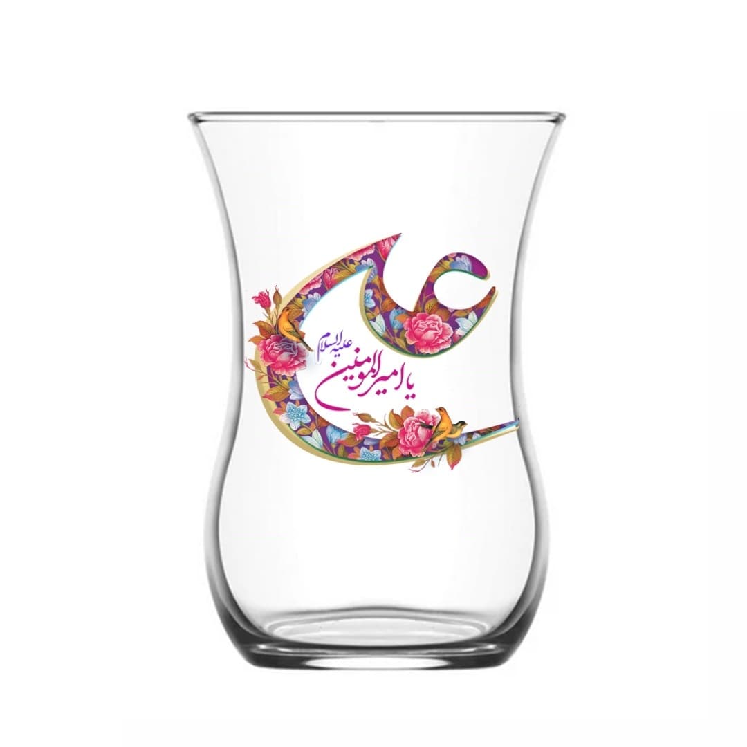 استکان تک عددی کمر باریک بدون دسته یا امیرالمومنین علی