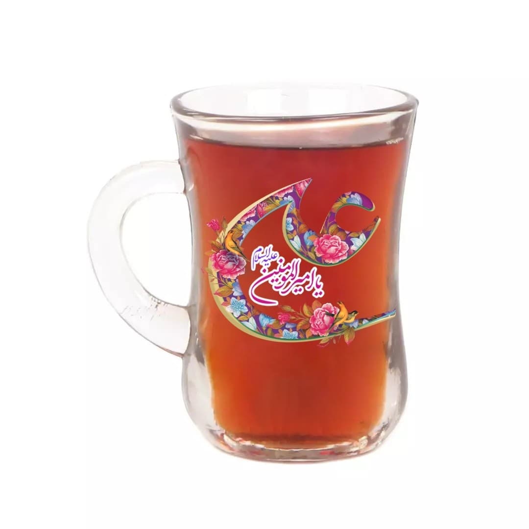 استکان تک عددی کمر باریک دسته دار یا امیرالمومنین علی