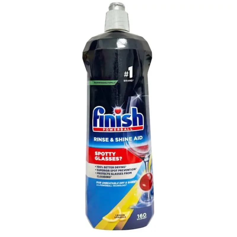 مایع جلا دهنده ماشین ظرفشویی فینیش Finish مدل Rinse & Shine Aid رایحه لیمو حجم ۸۰۰ میل