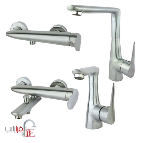 ست شیرآلات راسان مدل رابیت کروم مات ا Rassan Matte chrome Rabbite collection Taps