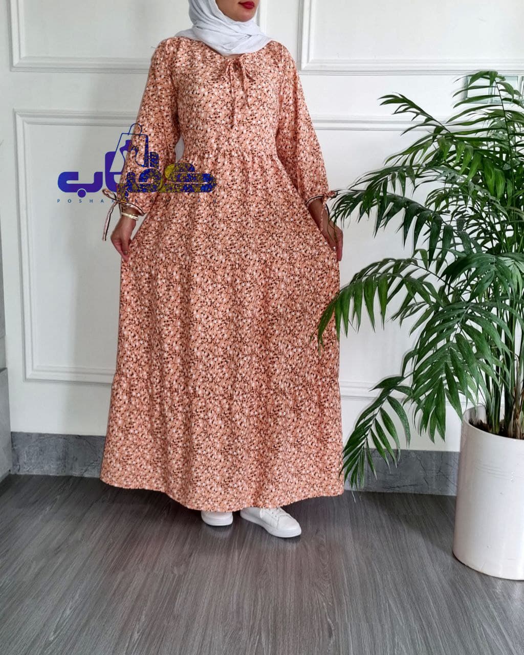 پیراهن ساحلی کرپ پفکی گرم بالا وارداتی _کد2519 — تصویر ۴