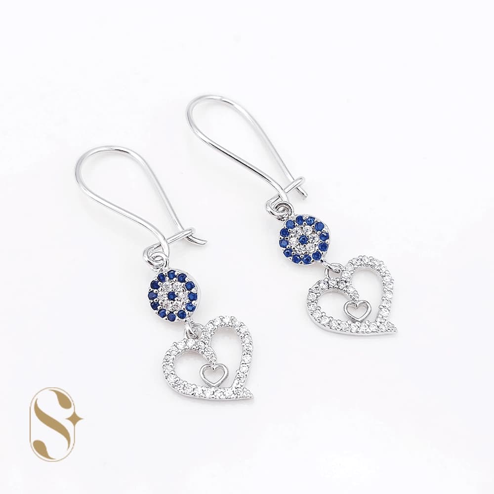 گوشواره نقره زنانه طرح چشم نظر کد SilverSet-G563