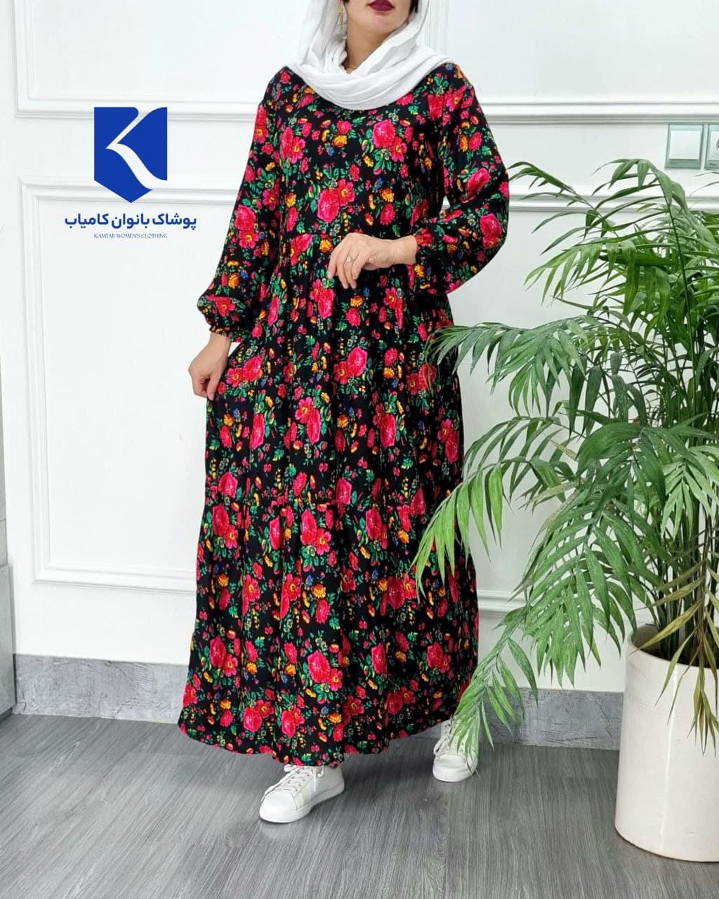 پیراهن ساحلی ماکسی نخی گلدار وارداتی /کد2504 — تصویر ۴