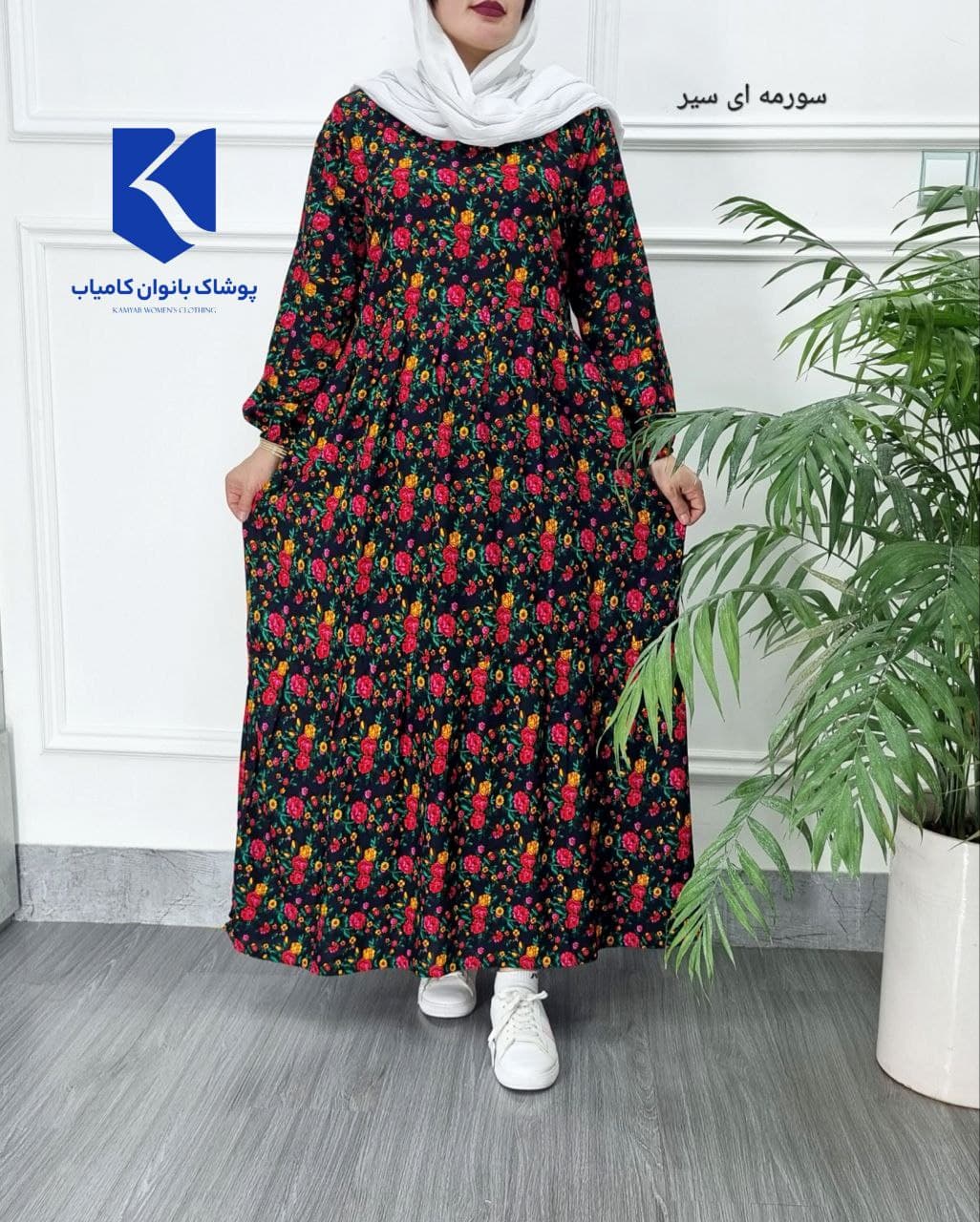 پیراهن ساحلی ماکسی نخی گلدار وارداتی /کد2504 — تصویر ۳