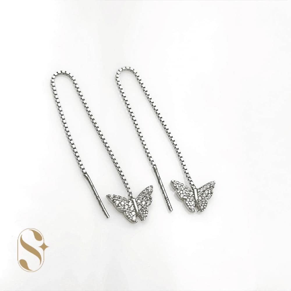 گوشواره نقره زنانه طرح بخیه ای کد SilverSet-G474
