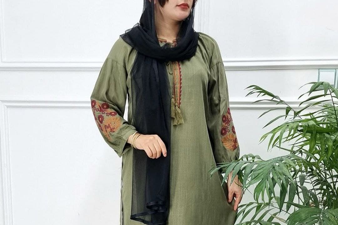 تونیک مانتویی نخی خامه دوزی وارداتی /کد2498