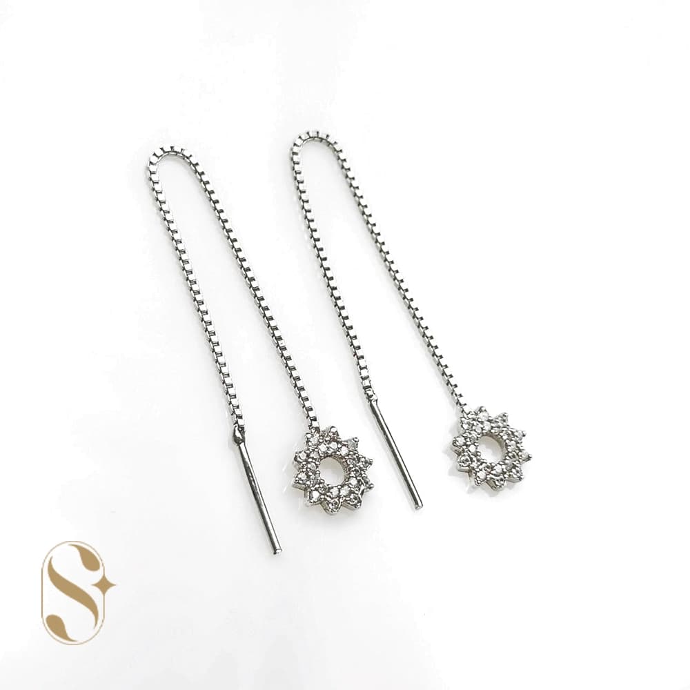 گوشواره نقره زنانه طرح بخیه ای کد SilverSet-G476