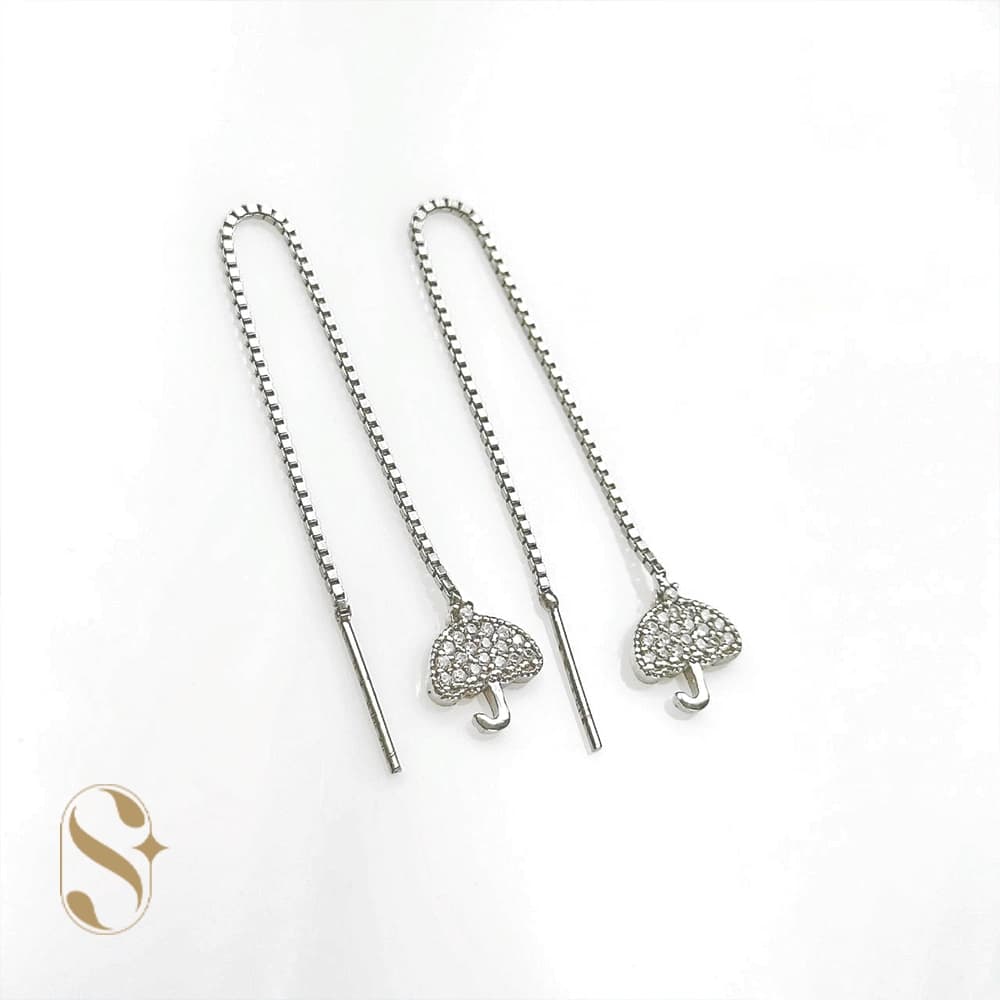گوشواره نقره زنانه طرح بخیه ای چتر کد SilverSet-G478