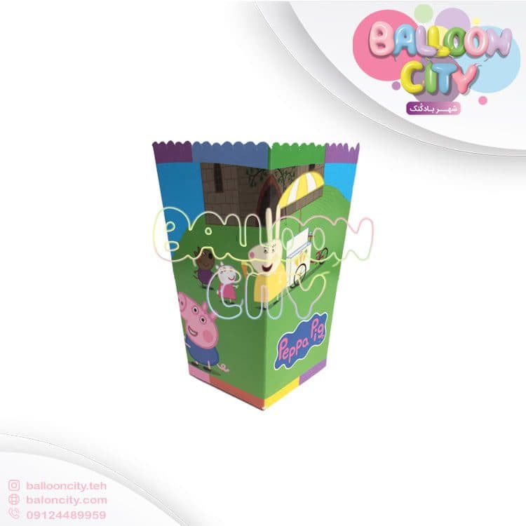 ظرف پاپکورن تم تولد طرح پپاپیگ Peppa pig بسته 10عددی