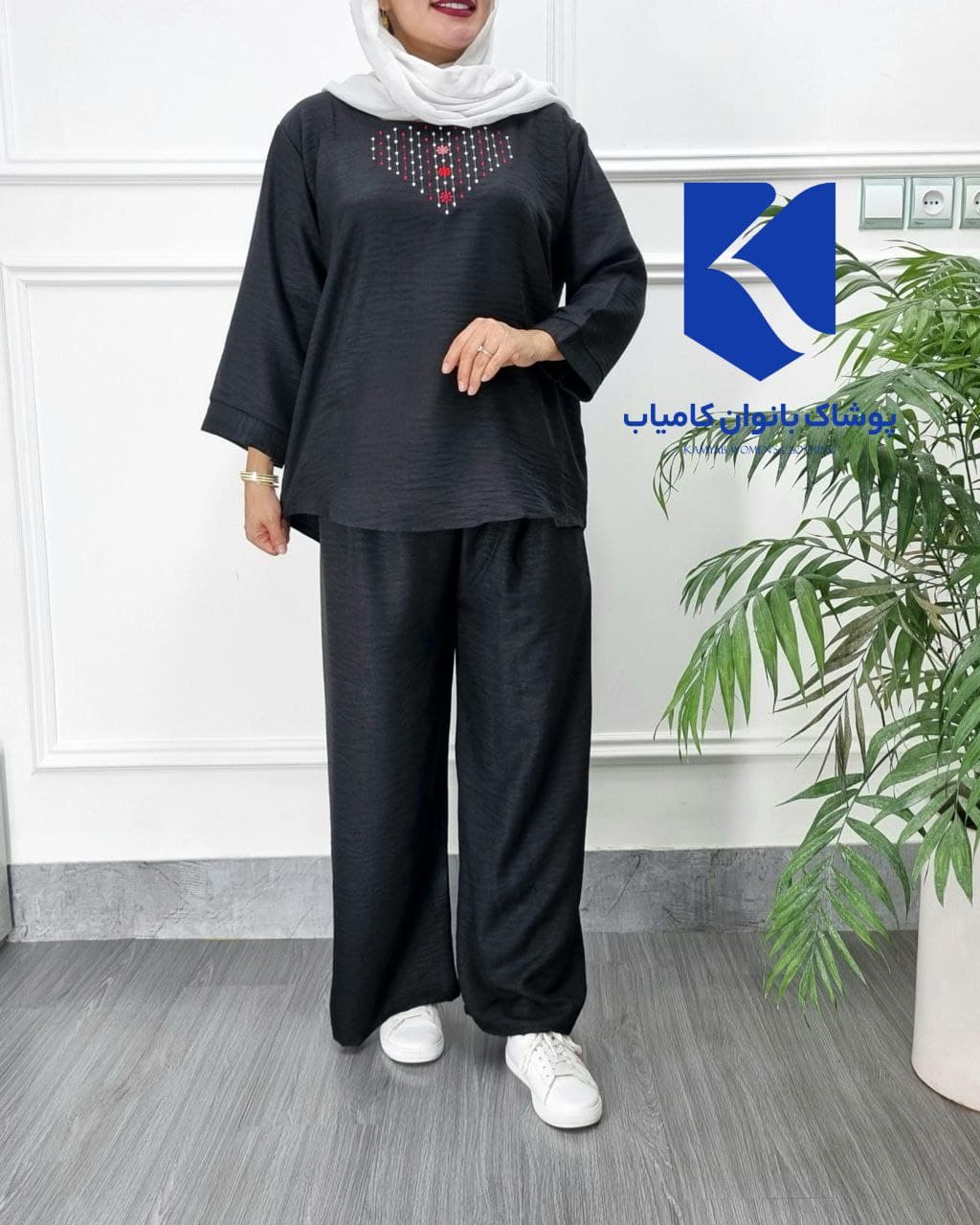 ست بیرونی بلوزشلوار گلدوزی خارجی /کد2468 — تصویر ۶