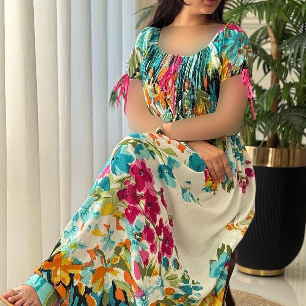 پیراهن ساحلی نخی ابرنگی وارداتی هندی /کد2463