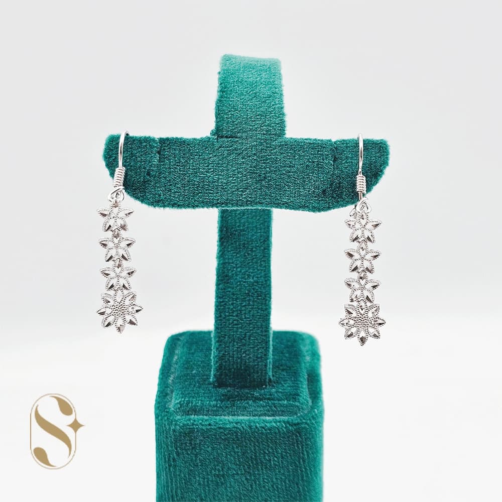 گوشواره نقره زنانه طرح چهار گل کد SilverSet-G566