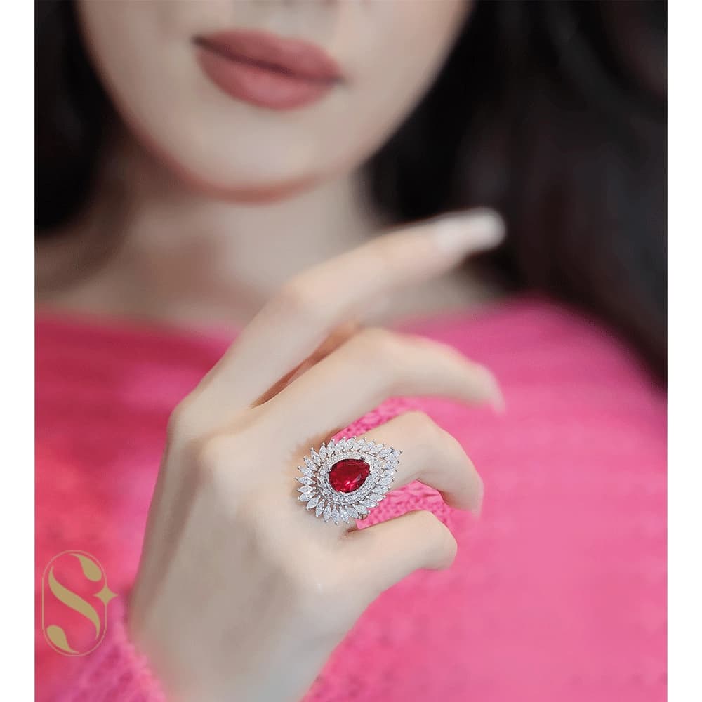 انگشتر نقره زنانه مدل اشک کد SilverSet-R712 — تصویر ۳
