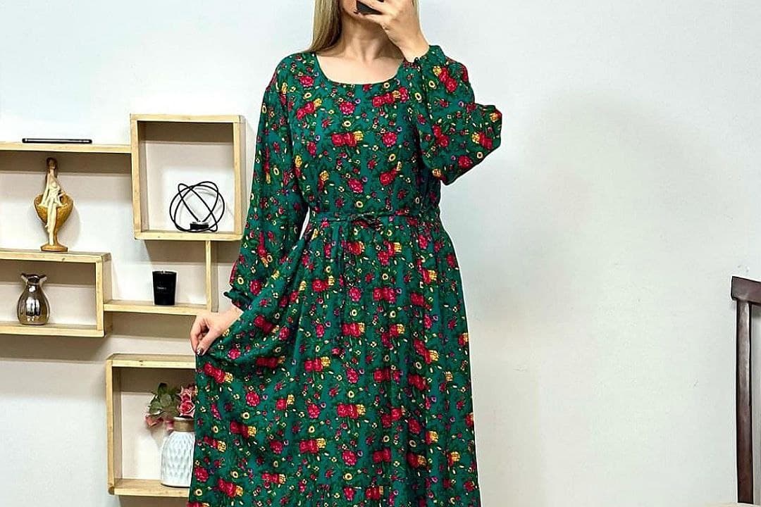 پیراهن ساحلی نخی گلدارخارجی مدل دریا/کد2440