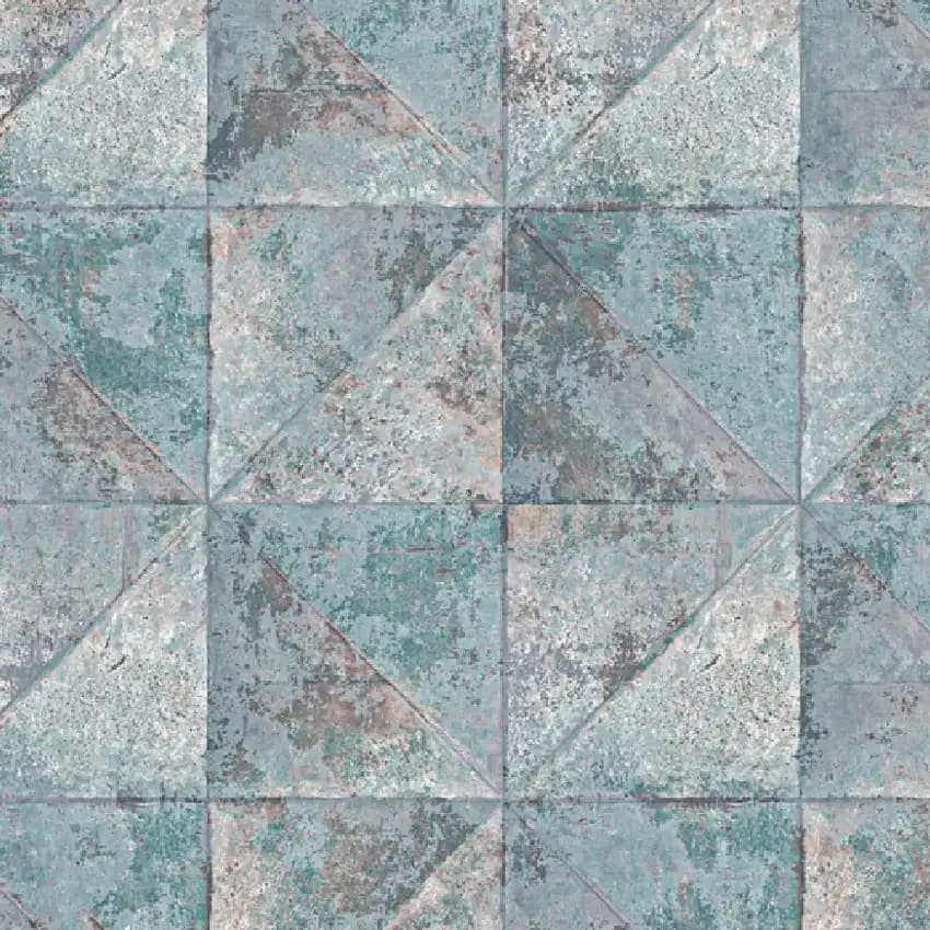 کاغذ دیواری طرح هندسی طوسی سبز آبی NWS616