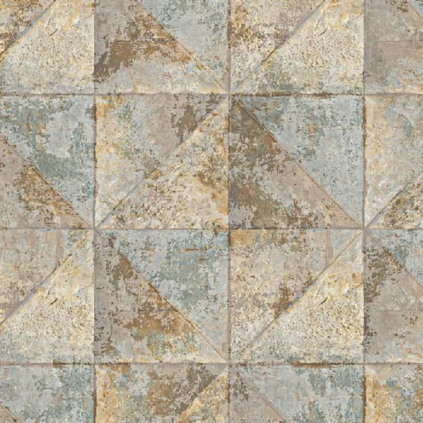 کاغذ دیواری طرح هندسی کرم طوسی آبی NWS613
