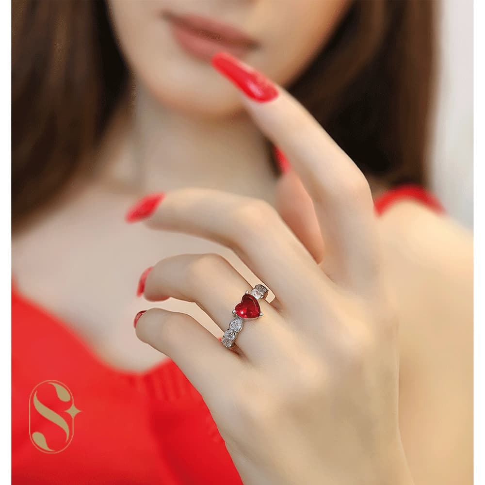 انگشتر نقره زنانه مدل قلب کد SilverSet-R717 — تصویر ۶