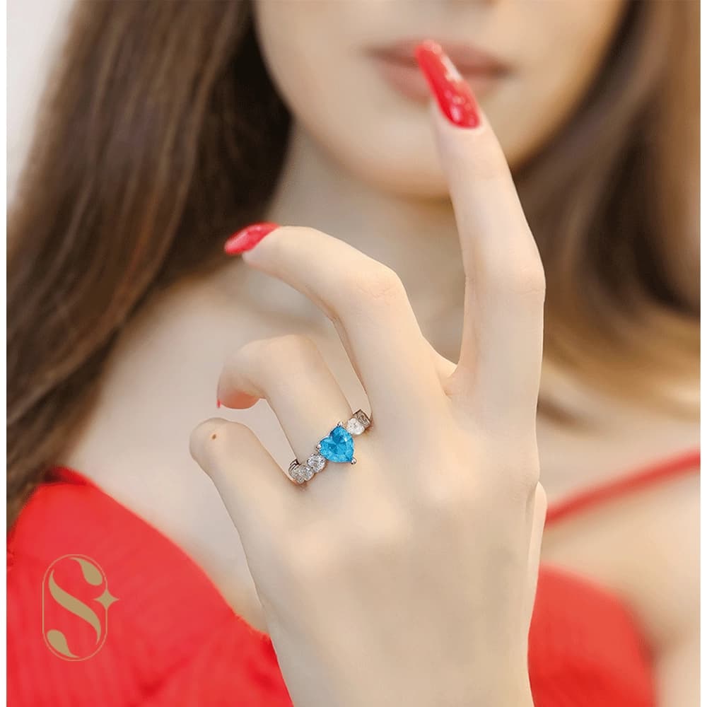 انگشتر نقره زنانه مدل قلب کد SilverSet-R717 — تصویر ۴