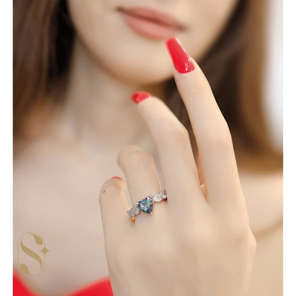 انگشتر نقره زنانه مدل قلب کد SilverSet-R717 — تصویر ۸