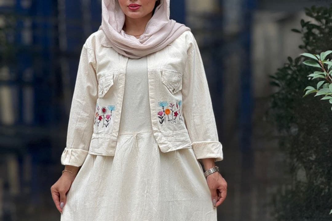ساحلی کت سارافن لینن گلدوزی زنانه /کد2415