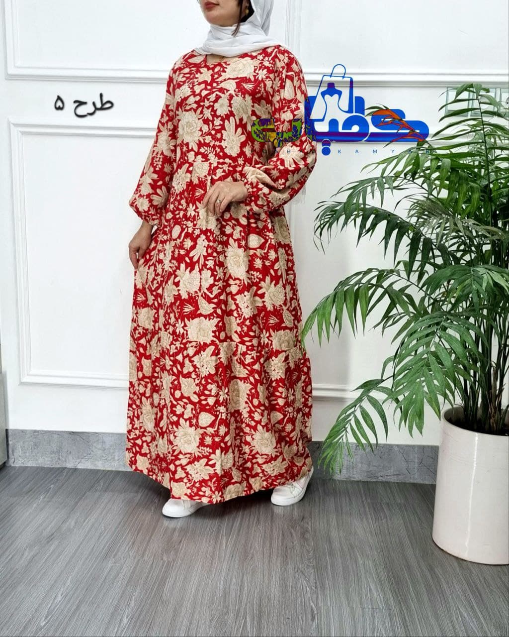 پیراهن ساحلی نخی طرح فلور زنانه _کد2367 — تصویر ۷