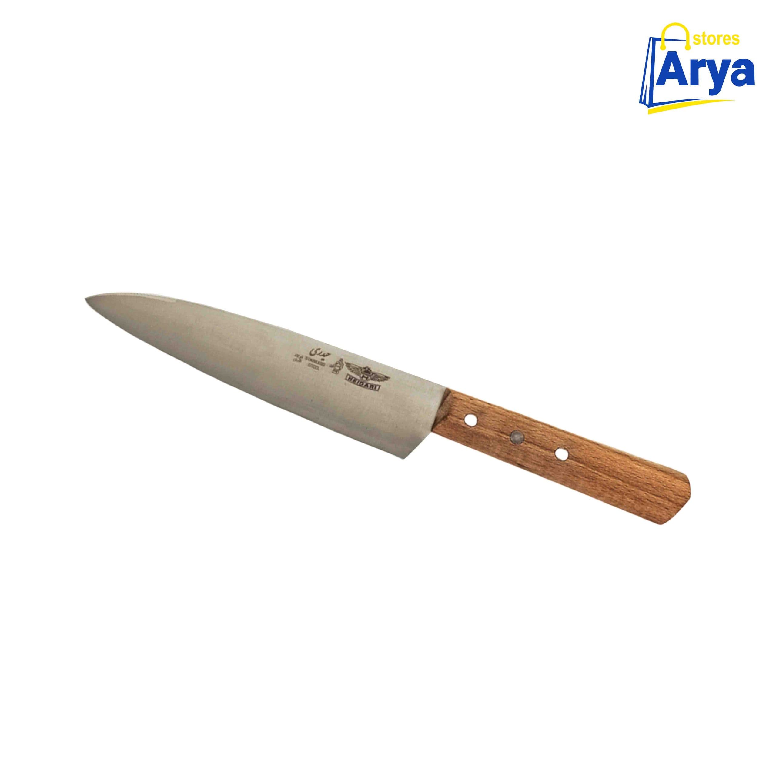 چاقو راسته ای دسته چوبی حیدری سایز 4(فولاد آلمان)